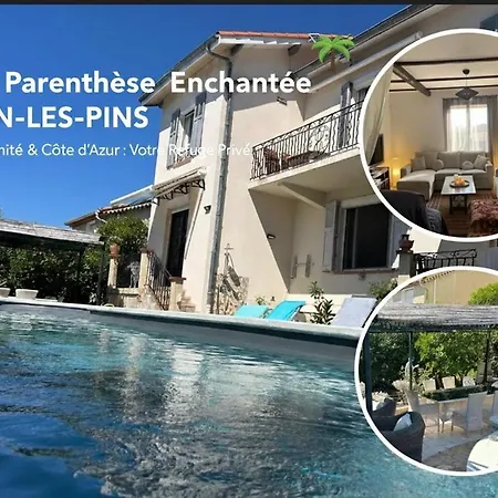 아파트 Bel Spacieux Et Lumineux Climatise De 120m2 Dans Avec Piscine 앙티브